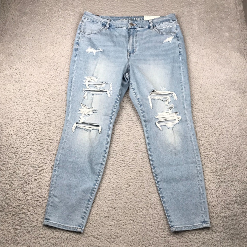 American Eagle Curvy High Rise Jegging Jeans Womens 16 Short Light Wash NEW NWT
